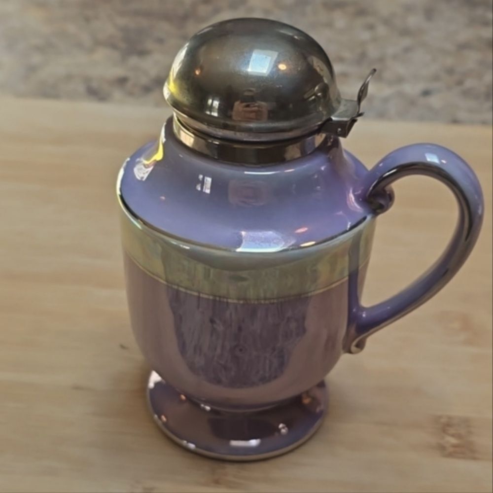 Royal Rochester Purple Lusterware Syrup Pitcher – Hand Painted 1930s–40s